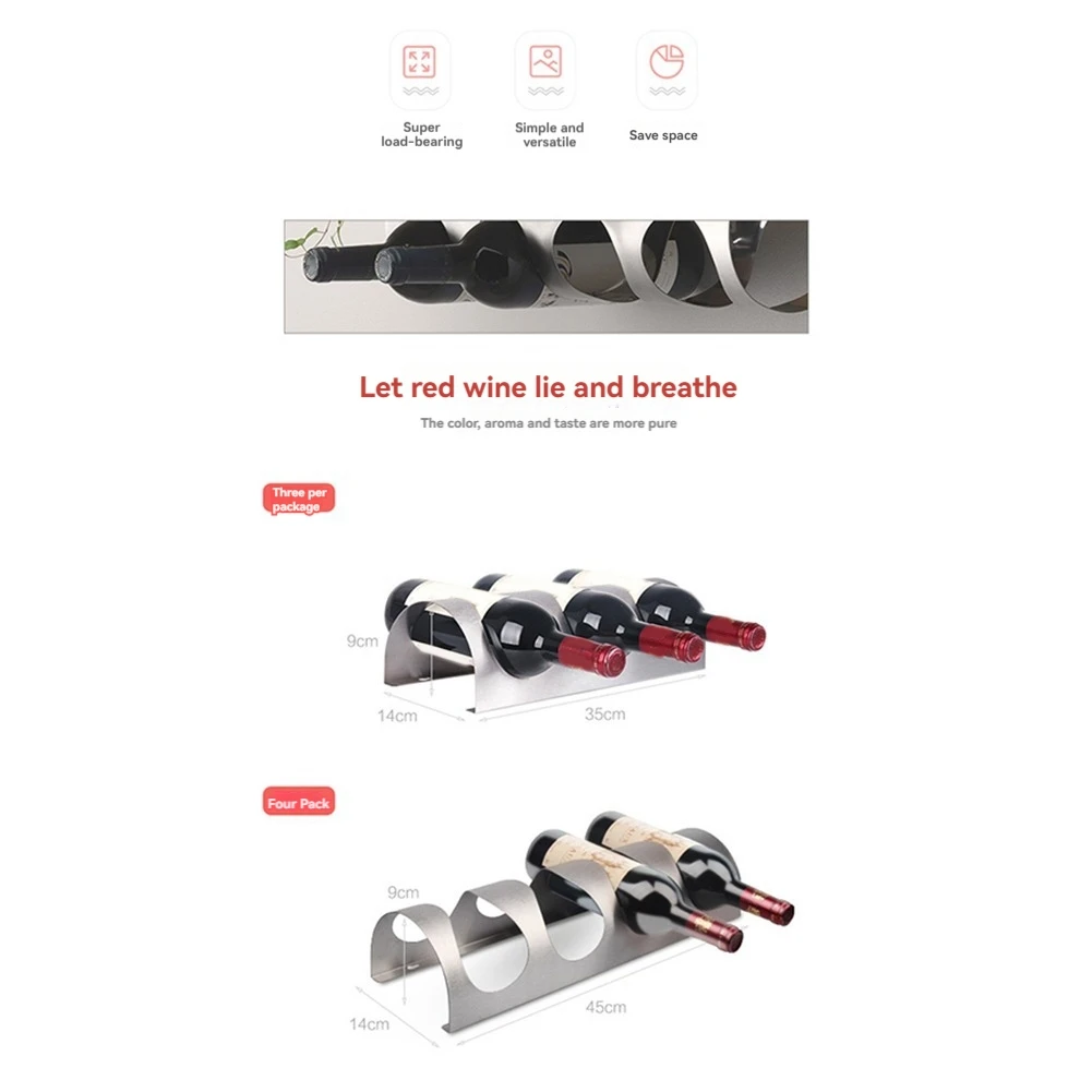 

A56X Wine Rack Wine Bottle Holder Bar Red Wine Stand Household Wall-Hanging Wine Storage Rack 4 Bottles Rack
