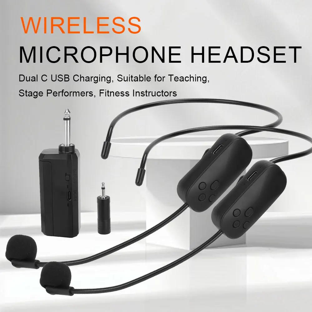 LMBGM ME300 Wireless Headset Microphone System, Small Size USB Rechargeable Teaching MIC for Live, Meetings, Outdoor Performance