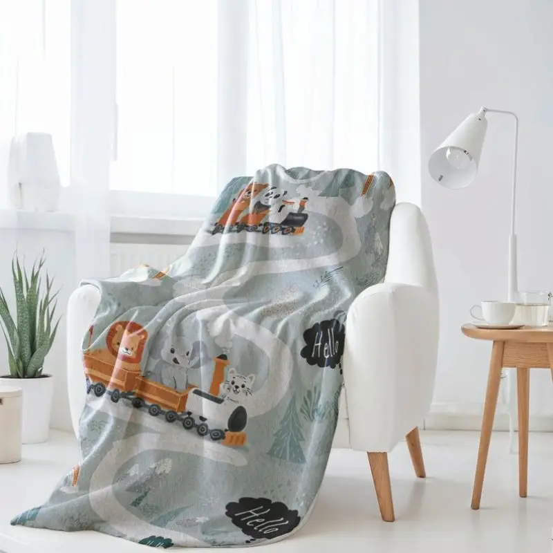 

VIKAMA Retro Camping Bear Flannel Blanket Soft Plush For Kids Toddler Nursery Bedroom Sofa Throw All Season