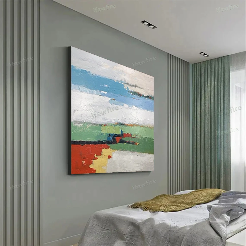 100% hand-painted abstract oil painting light color marbled canvas paints wall art modern for home living room decor sofa mural