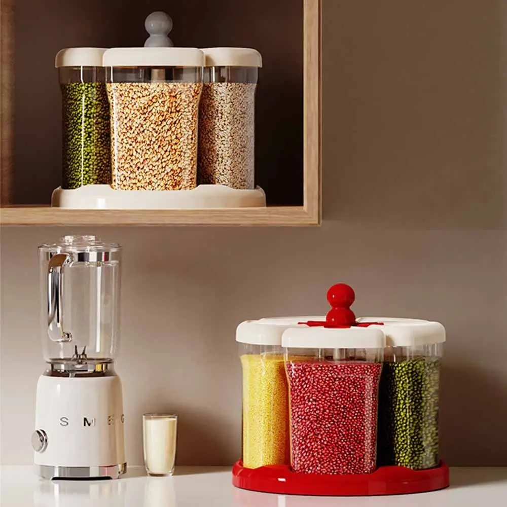 

Диспенсер для круп на 6 секций: герметичный контейнер для хранения зерна с несколькими отсеками, влагонепроницаемый, прозрачный, вращающийся диспенсер для риса