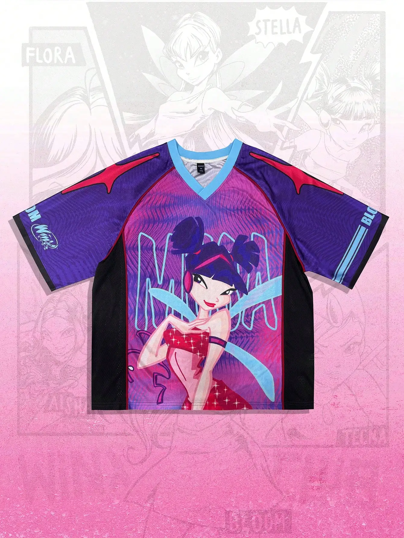 

Men's V-Neck Short Sleeve Sports Jersey with Fantasy Fairy Graphic Print
