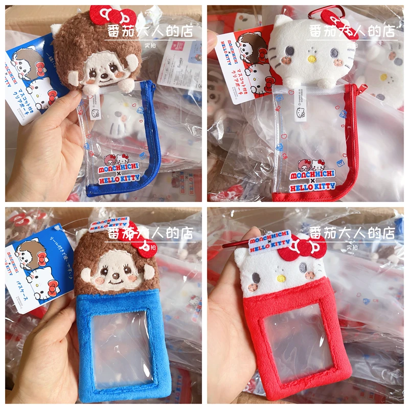 

Japan Sanrio Co-branded Transparent Pvc Plush Card Holder Organizer Bag Pendant Cartoon Kawaii Anime Plush Toys for Girls Gift