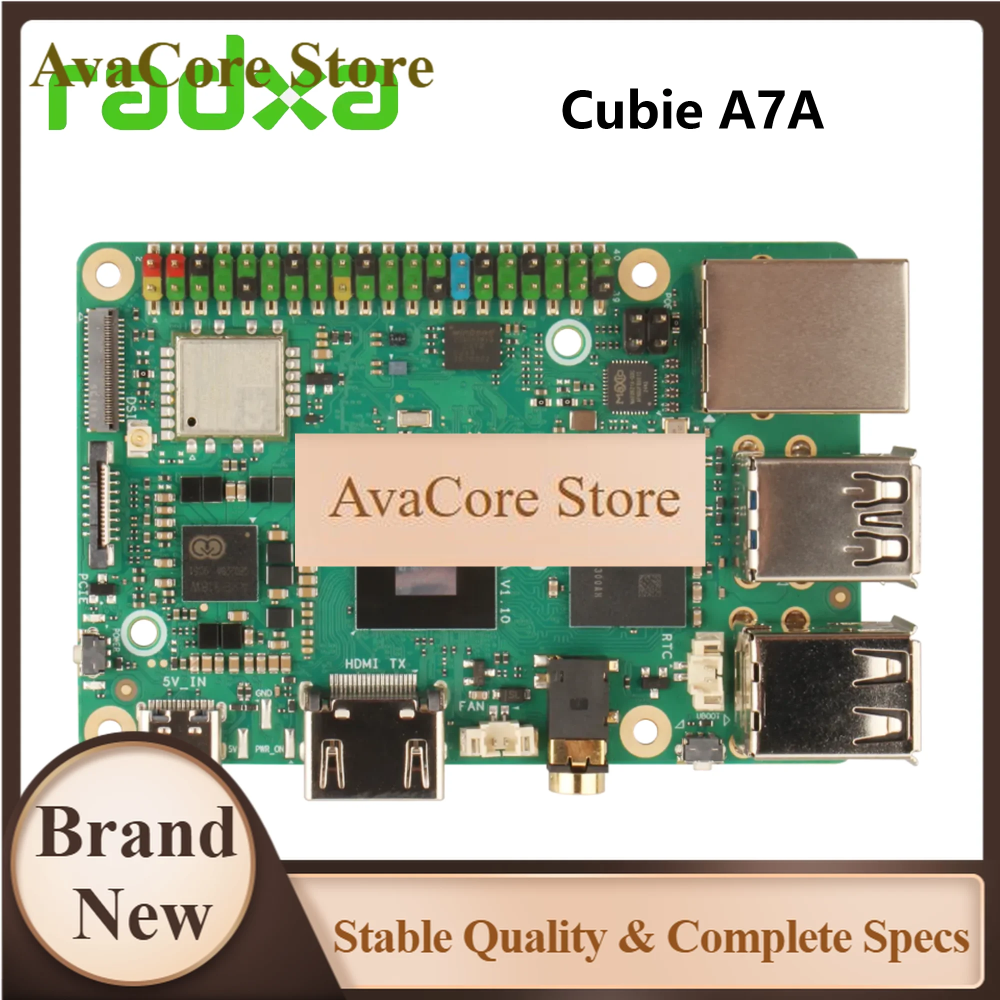 AvaCoreRadxa Cubie A7A Allwinner A733 8-core SOC Development Board，3TOPS NPU,WiFi 6 / BT 5.4 With External Antenna,Support NVME