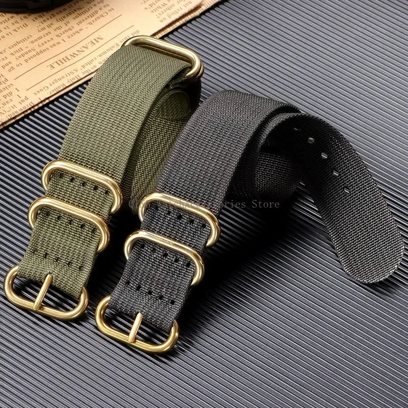 5-ring Gold Buckle Nylon High Density Watch Band Men Women Straps Woven Canvas Bracelets Sport Wristbands Resistant Durable Belt