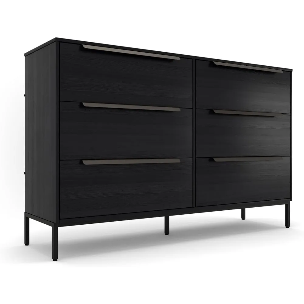 6-Drawer Fabric Dresser: Wood Frame, Reinforced Drawers, Metal Handles, Luxury Storage