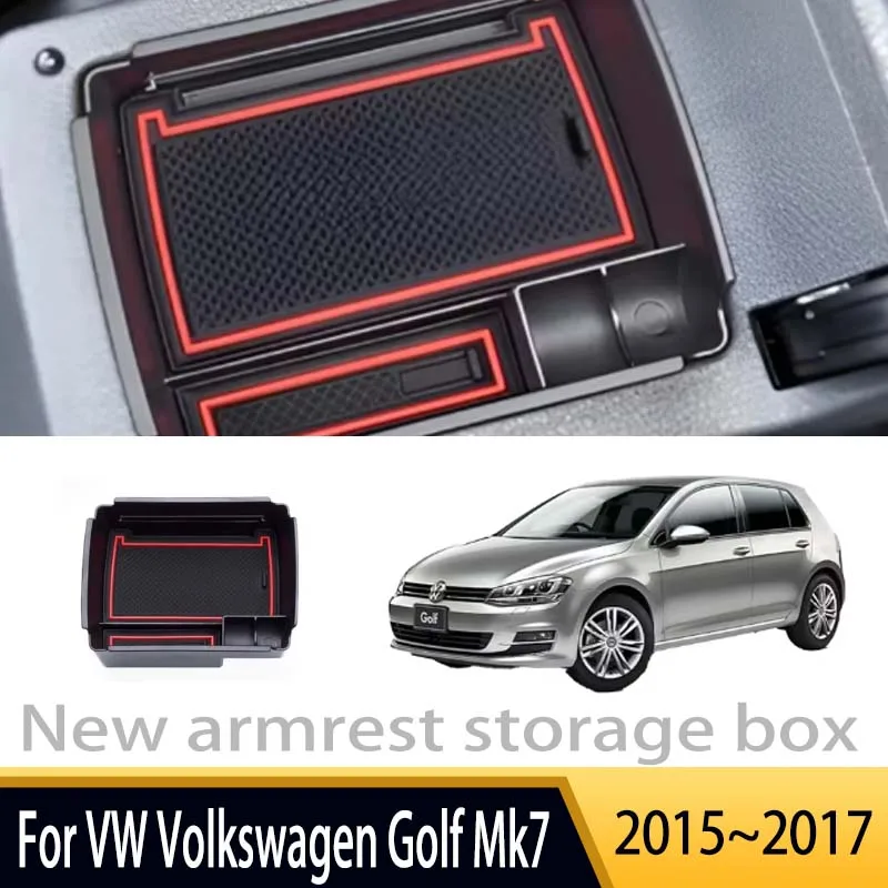 

Автомобильные аксессуары для VW Volkswagen Golf Mk7 2015 ~ 2017 2016, подлокотник с центральным управлением, ящик для хранения, многофункциональные автозапчасти