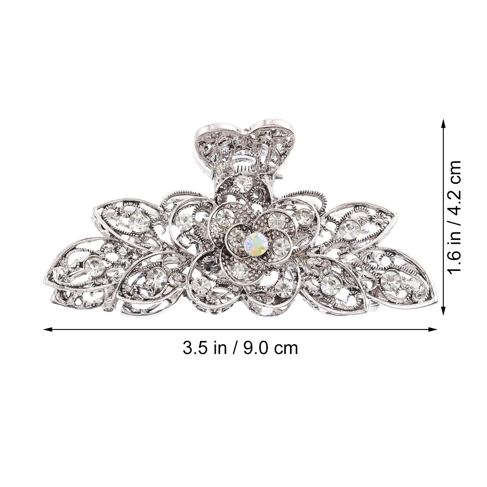2Pcs Retro Rhinestone Hair Jaw Claw Barrette Flower Design Strong Grip No Hair Damage Versatile for Cooking Shower Work Gift All