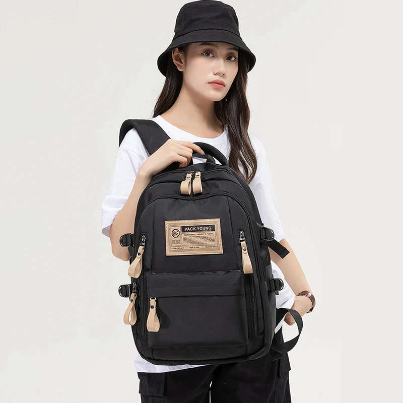 Schoolbag Female College Students High School Middle School Girls Backpack Simple Load Reduction Large Capacity Boys Backpack