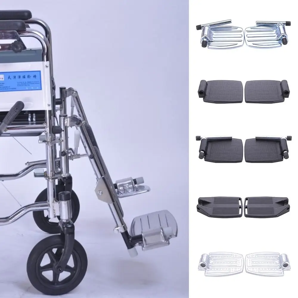 

1Pair Non-slip Wheelchair Footrest Pedal Replacement with Leg Tube Wheelchair Footboard Foot Pad Pedal Wheelchair Accessories
