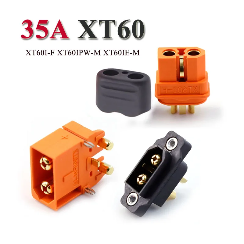 

Gold-plated XT60I-F XT60IPW-M XT60IE-M Connector Socket 35A High Current Male Female Amass XT60 Plug with Signal Pin