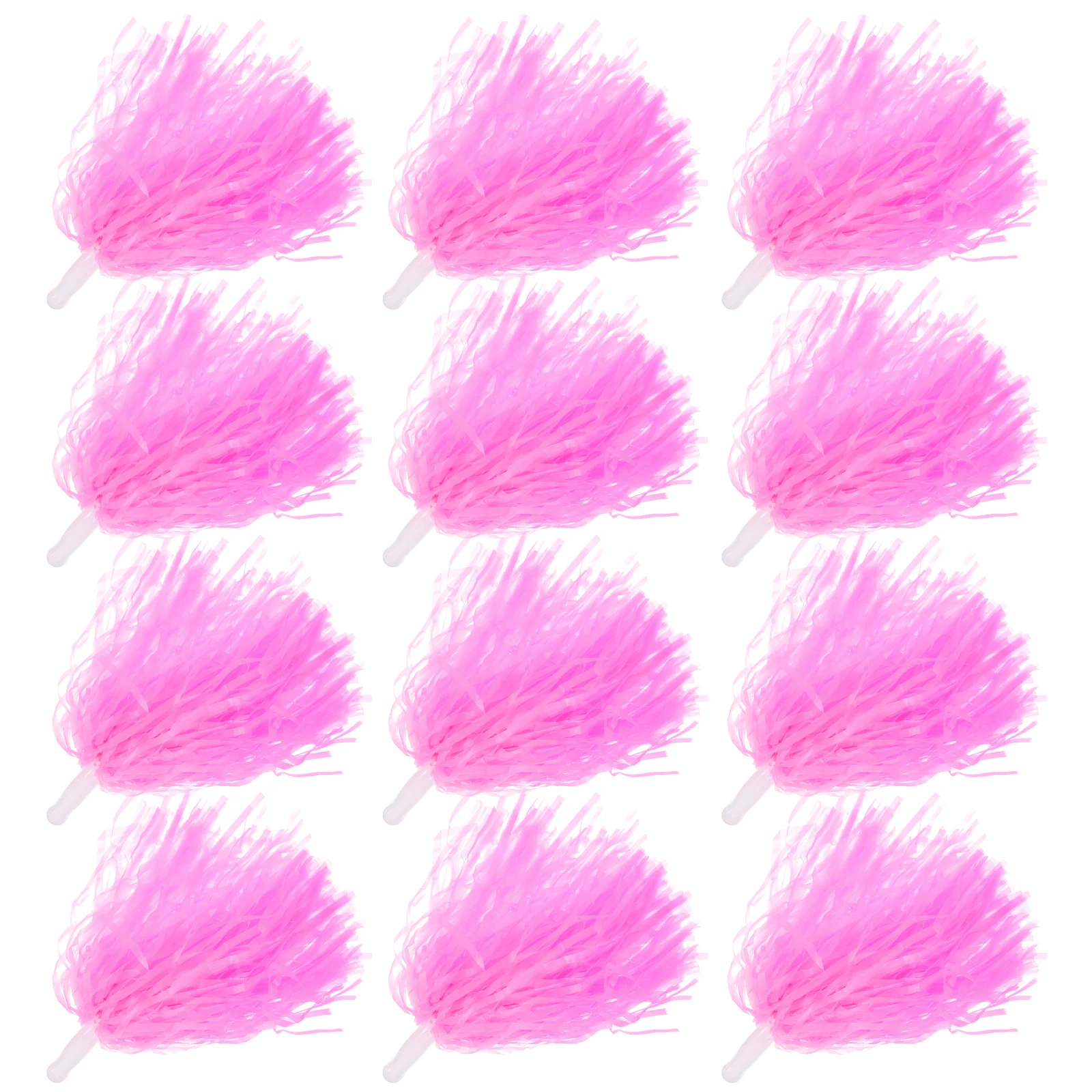 

12pcs Pink Plastic Cheerleading Pom Poms 30g Small Handle Reusable Durable Shiny Perfect Parties Dancers Matches