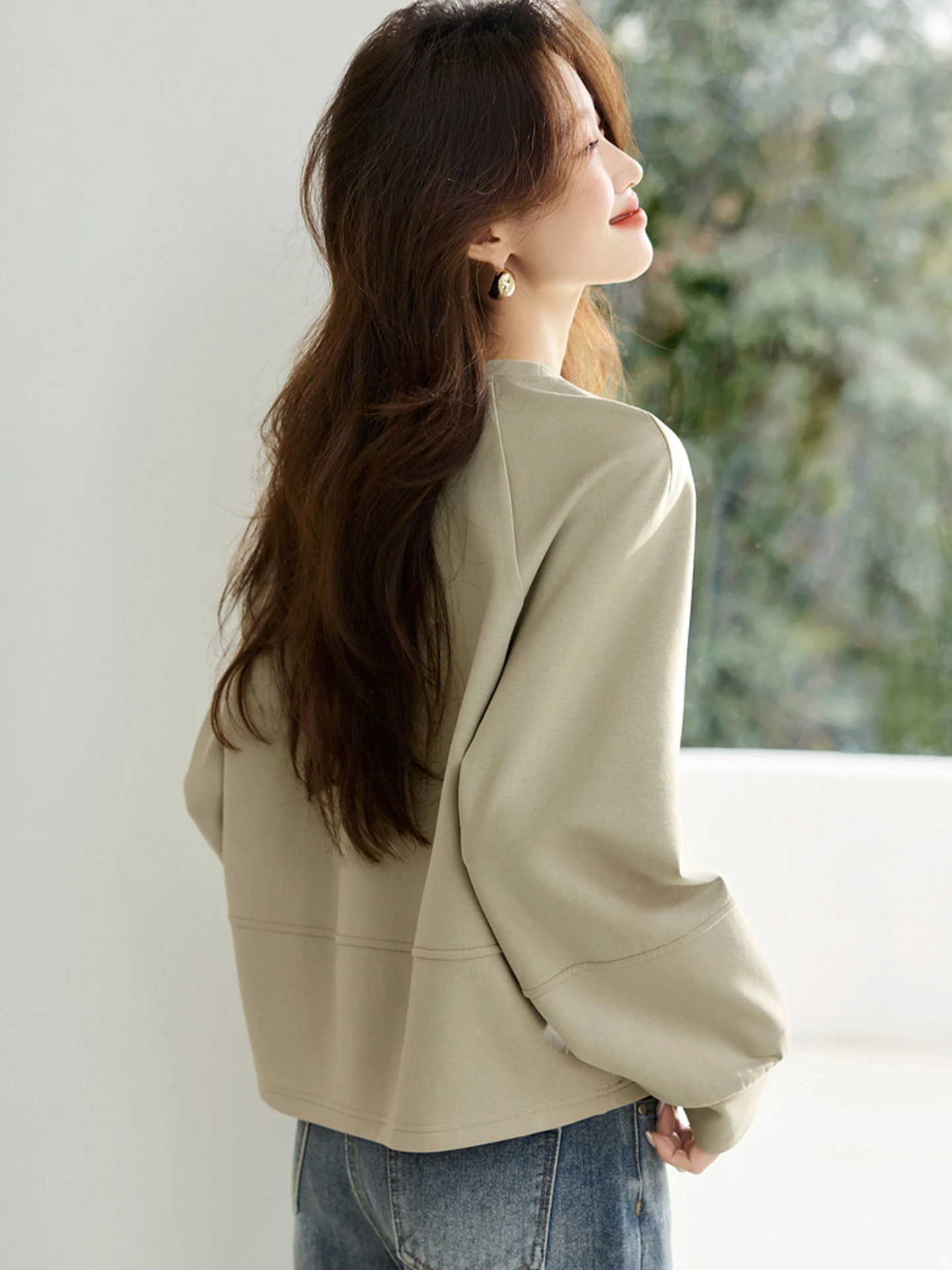 مريحة عارضة طويلة Sve هوديي جولة Ne التخسيس أعلى العصرية ملابس خارجية المرأة الخريف Faion تخفيف Sle قطع مستقيمة #4