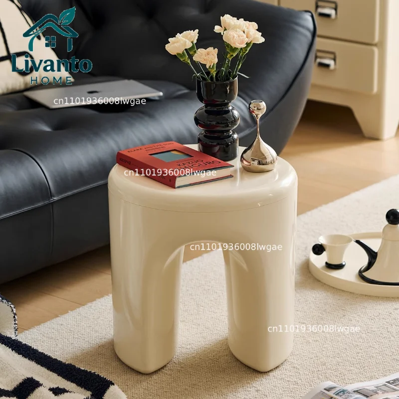 

Nordic Cream Style Living Room Side Table Plastic Coffee Table Minimalist Bedroom Bedside Table, Creative Storage Cabinet Stool