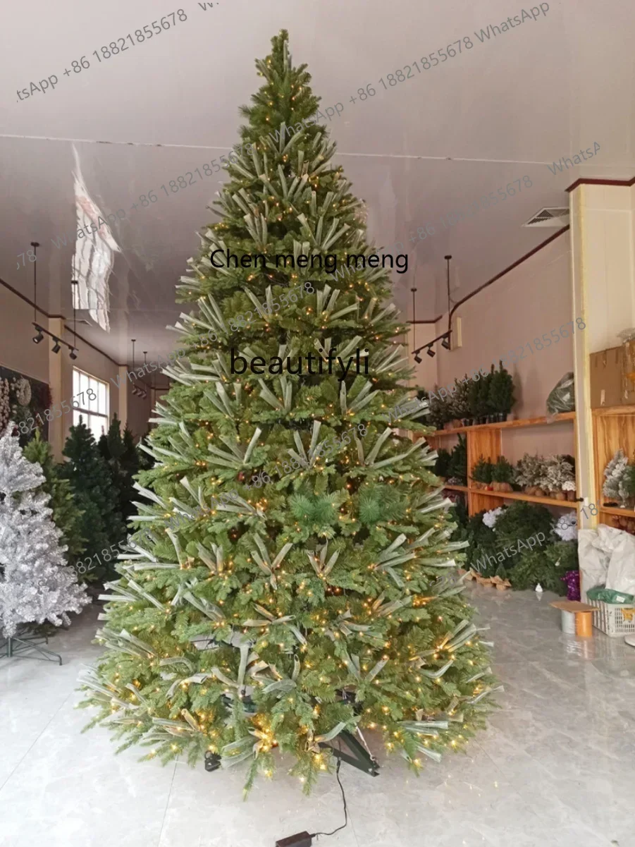 

Роскошная зашифрованная светодиодная светящаяся рождественская елка, зашифрованная сосновая игла, большая рождественская елка из полиэтилена, светящаяся рамка