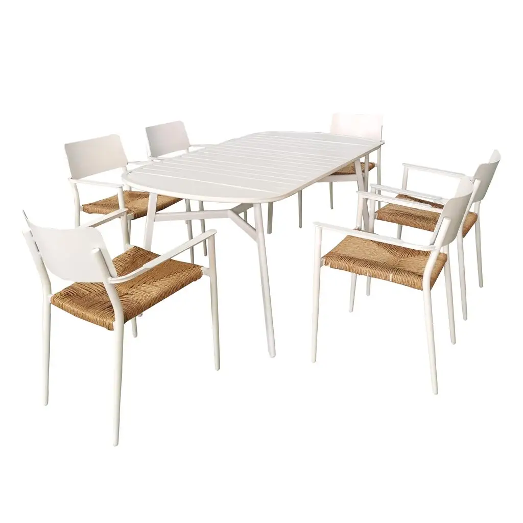 

Outdoor High Quality Aluminum Dining Tables Rattan Garden Dinning Table Set with 6 Chairs