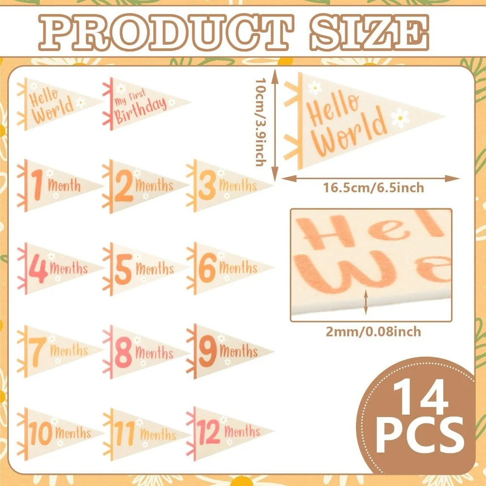 14 Pcs Baby Milestone Pennant Banner Set: Celebrate Every Month's Joy Home Crafts Supplies Home Decorations