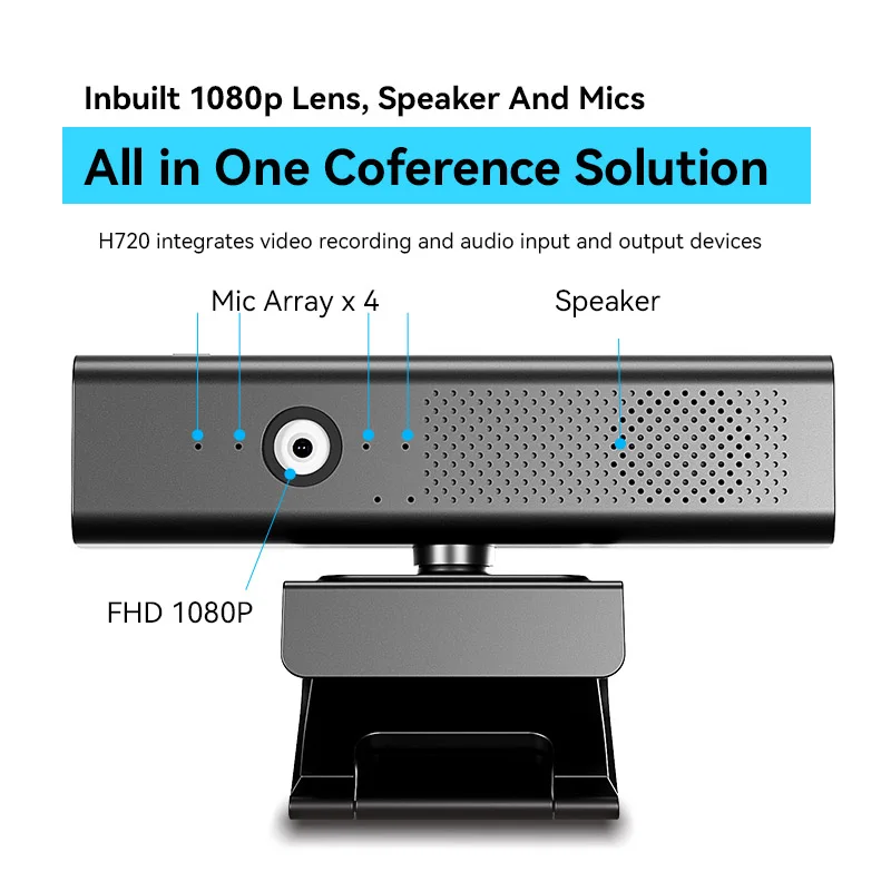 

Веб-камера для ПК 1080p Full HD со встроенными микрофоном и динамиком, универсальная конференц-камера USB HD Pro