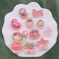 Neuankömmling 1-10 stücke rosa Krabben herz Pinguin Kirsch harz Zubehör Schuhs chnalle Dekorationen passen Charms Party Geschenk