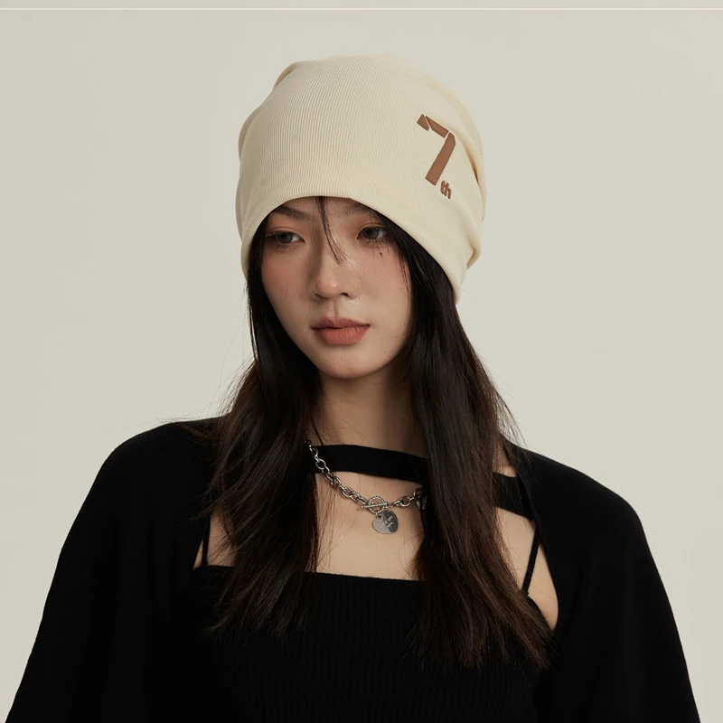 2022 Japanese Pile Pile Hats for Women Spring and Autumn Fashion Pullover Knitted Cold Caps Men Winter Ear Protection Beanie Hat