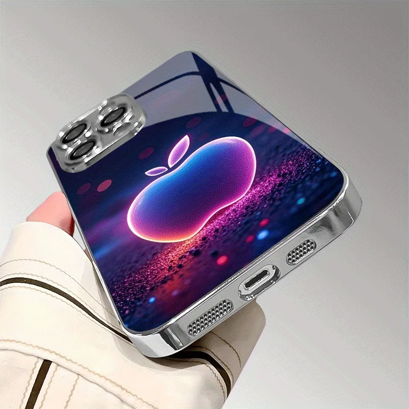 Colorful For Apple Pattern Electroplated Glass TPU Phone Case For iPhone 17 16 Pro Max 15 Pro 14 Plus 13 12 11 17 Air 16E Cover