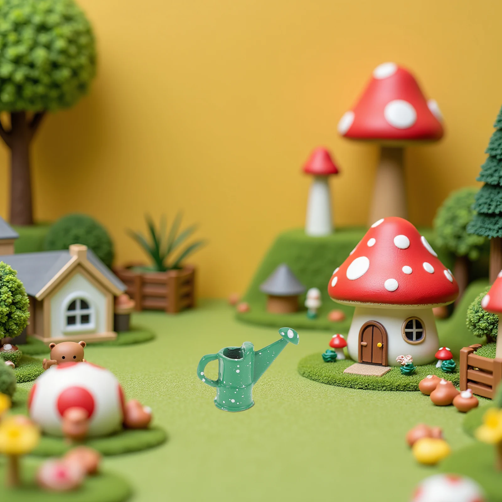 1 ensemble d'outils de jardinage miniatures, râteau réaliste, arrosoir, kit de plantation DIY pour maison de poupée, jeu de ferme - Mini jardin à main