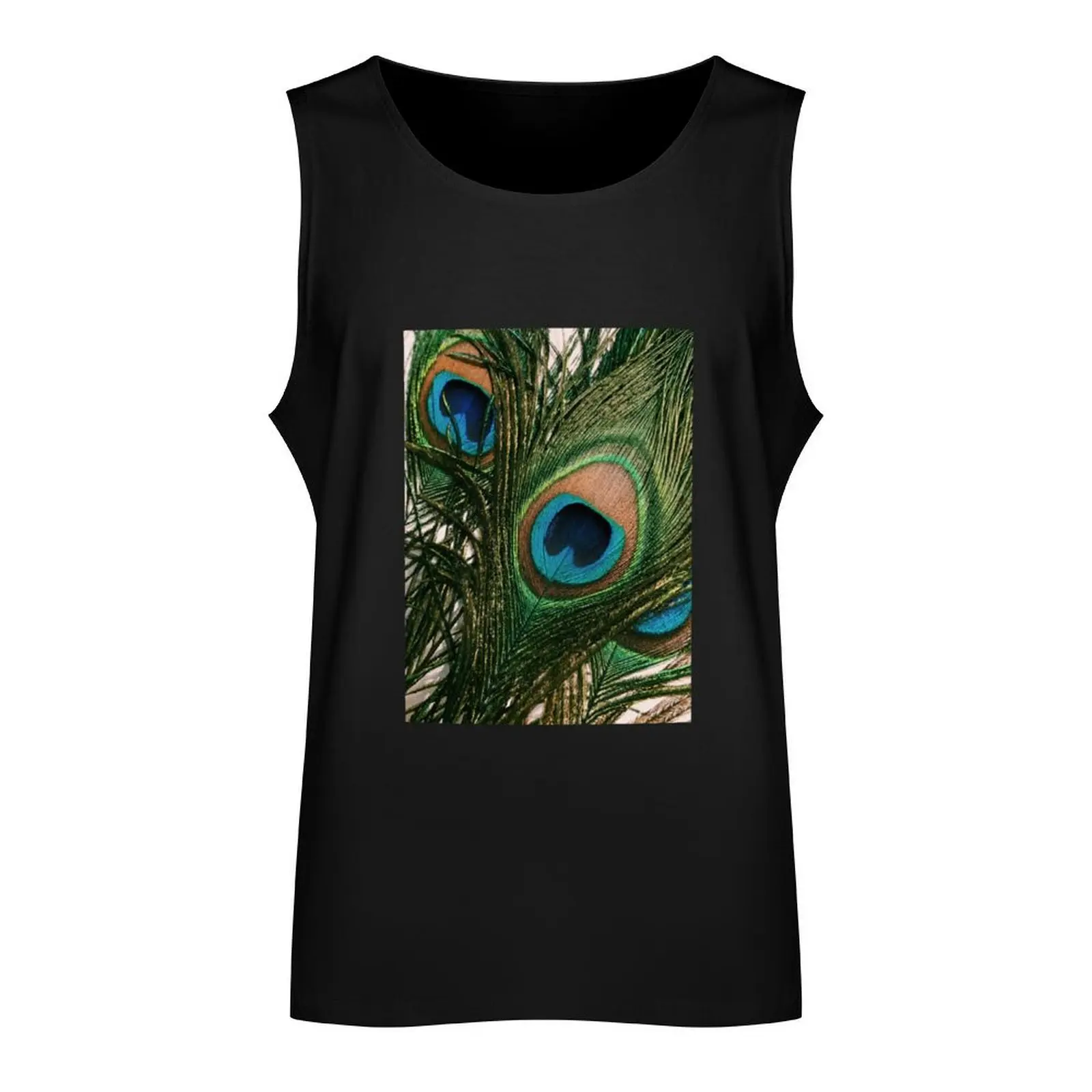 Vibrant Peacock Feather Tank Top cotton t-shirts man T-shirt for fitness fitness clothing for men Men's summer clothes