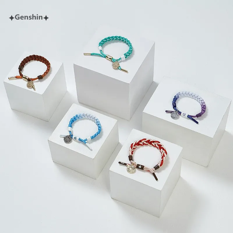 Game Jewelry Genshin Impact Rope Bracelet Barbatos Cosplay Venti Klee Zhongli Barbara Keqing Official Bracelet Men Women Gifts