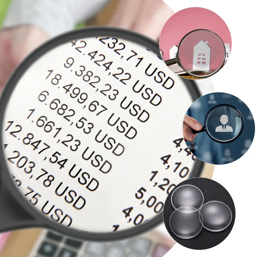 

10 Pcs Convex Lens Biconvex Lenses Magnified Portable Handheld Magnifier Magnifying