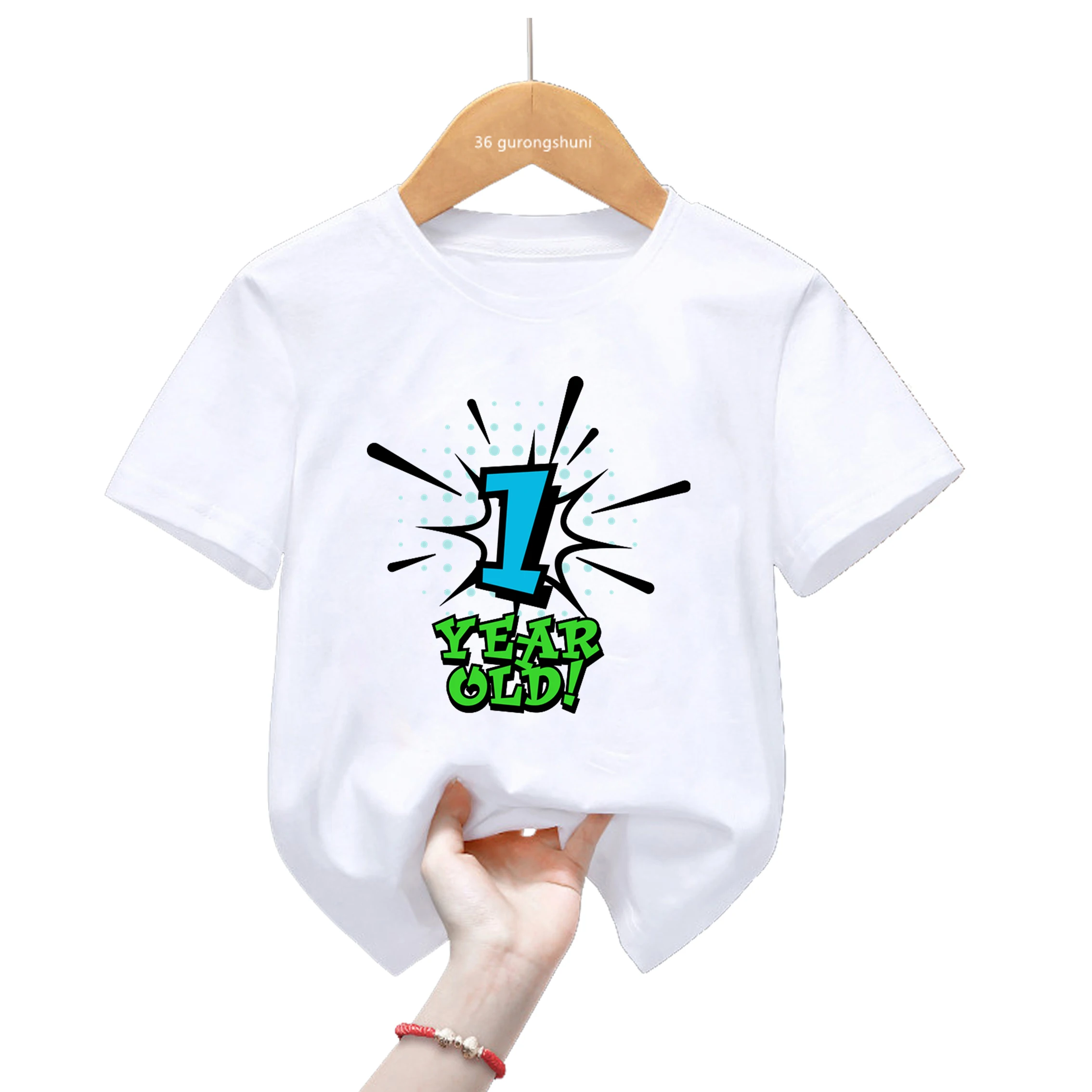 Happy Birthday Explosion Number 1 2 3 4 5 7 Years Old T Shirt Boys Girls Unisex Tshirt Kids Harajuku Tees Top Custom Name