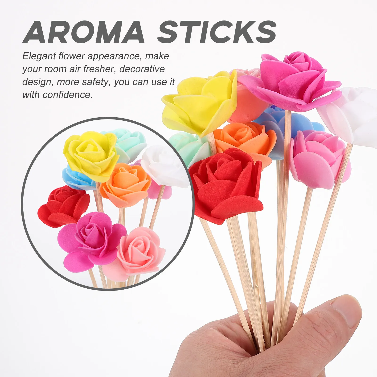 

20Pcs Flower Aroma Diffuser Sticks Aromatherapy Incense Essential Oil Fresh Scent Home Office Decor Aroma Sticks
