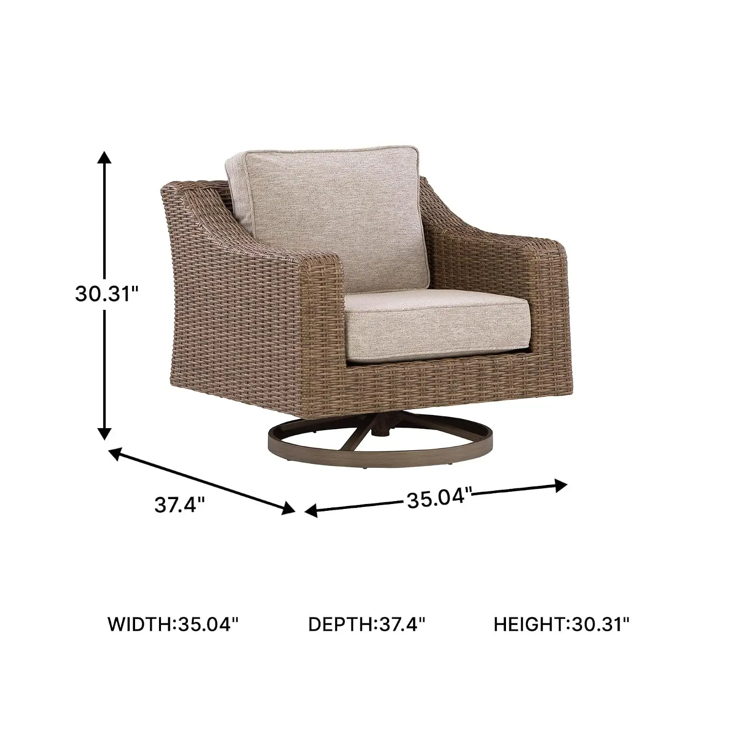 Outdoor Swivel Lounge Chair with Cushion, Beige