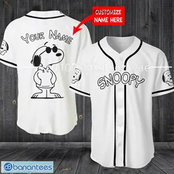 2024 New Summer Snoopy Baseball Jersey Cartoon Casual Vacation Cute Oversized Baseball Jersey Kids/Adults Shirt