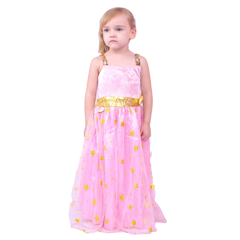 Girls Princess Cosplay Dresses For Birthday Party Kids Costume Sequin Princess Wedding Gown Rose Red Pink Dresses Clothes