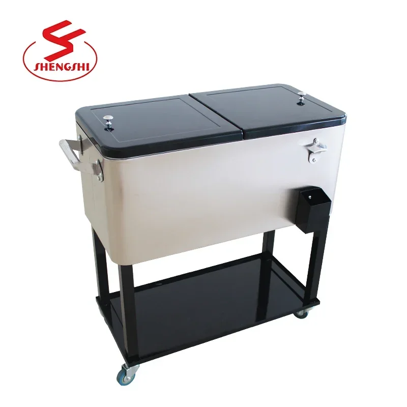 Carrello frigo per bevande portatile per feste in patio con petto di ghiaccio da 80 litri