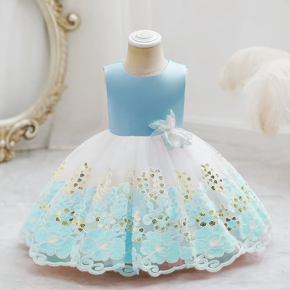 

Hetiso Flower 1 Year Birthday Dresses For Baby Girl Clothing Cute Golden Sequined Toddler Princess Lace Party Ball Gown 1-6Y
