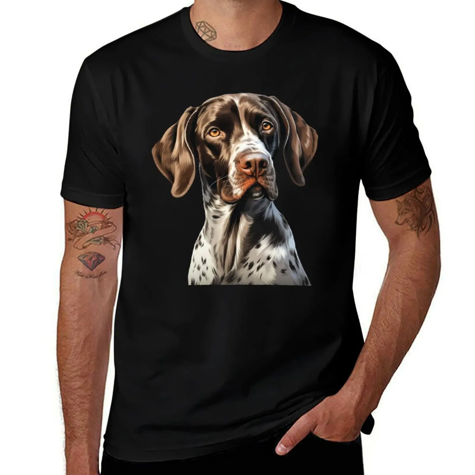 Shorthair German Pointer Portrait T-Shirt baggy shirts vintage anime shirt boys animal print Men's cotton t-shirt