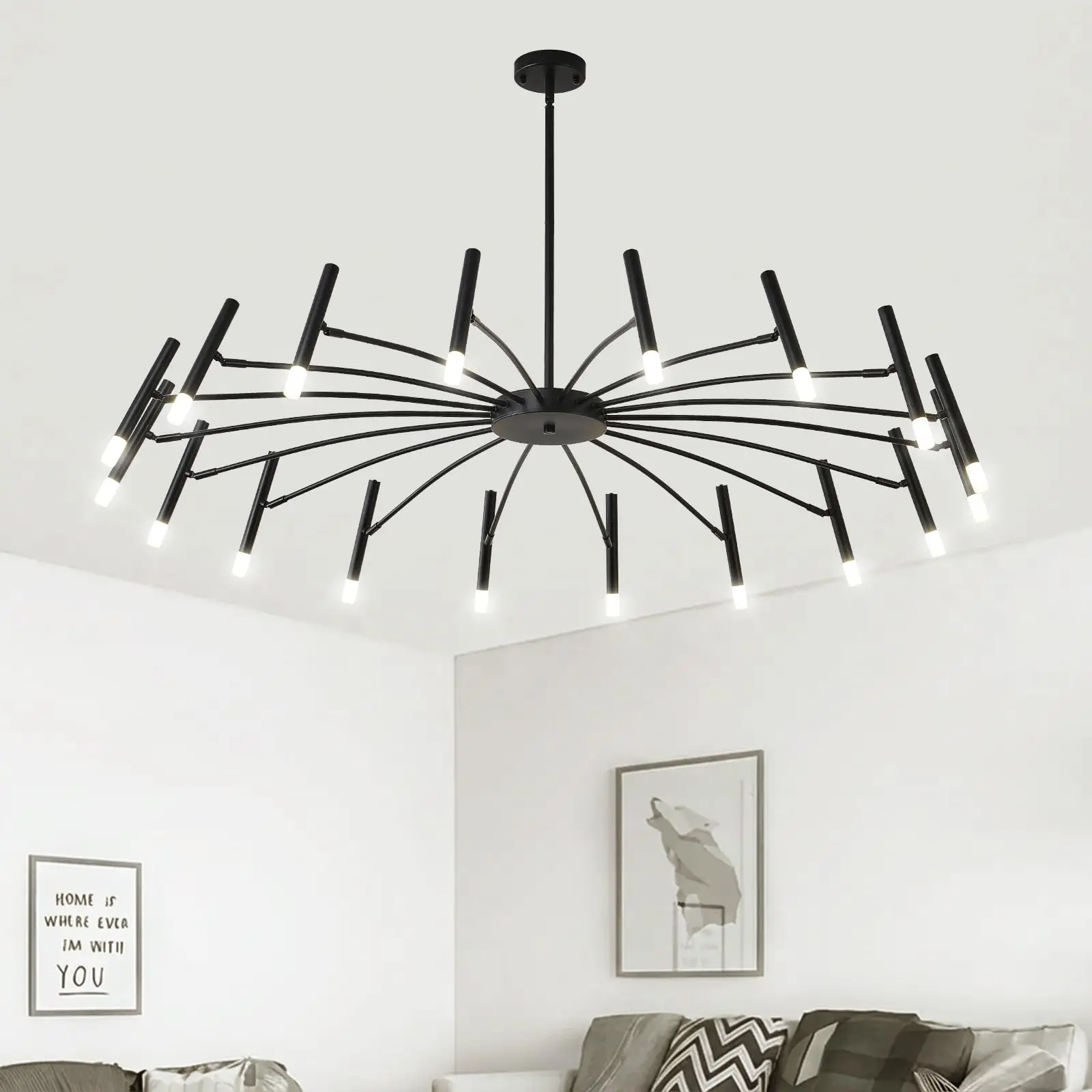 Modern Large Living Room Chandelier 6/12/15/18/24 Led Lighting White/Black Ceiling Chandeliers Bedroom Dining Room Nordic Lamps