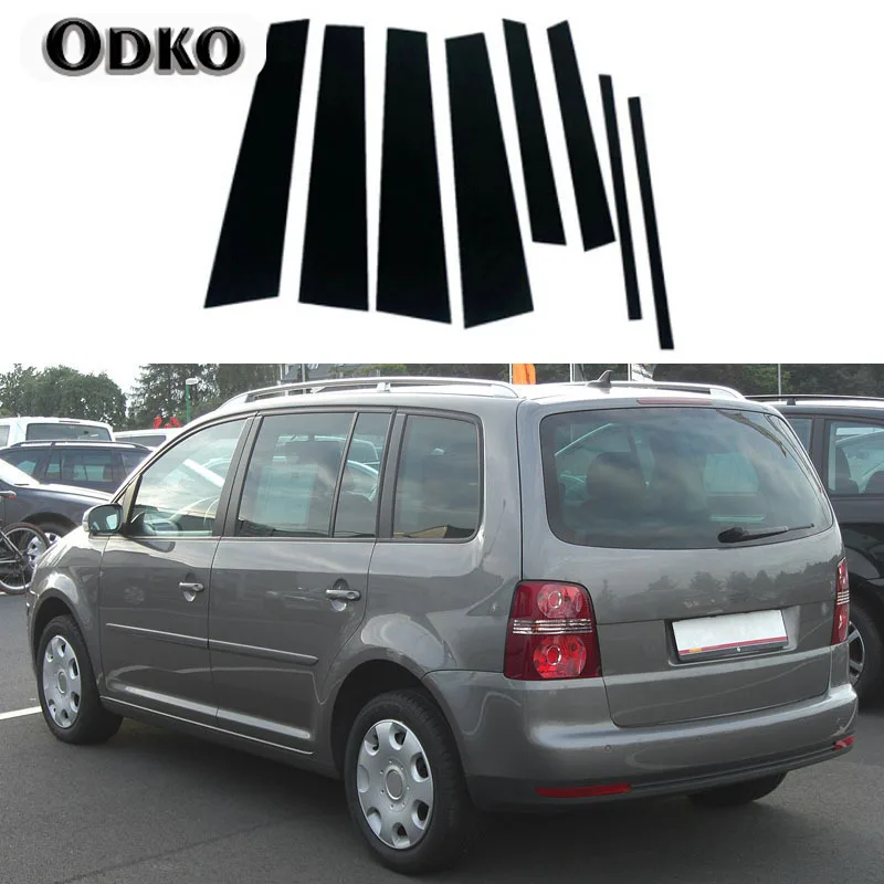 Misura per Volkswagen Touran 1T 2004-2015 2014 2013 2012 2011 nero lucido pilastro Post porta finestra Trim Cover B C colonna Sticker