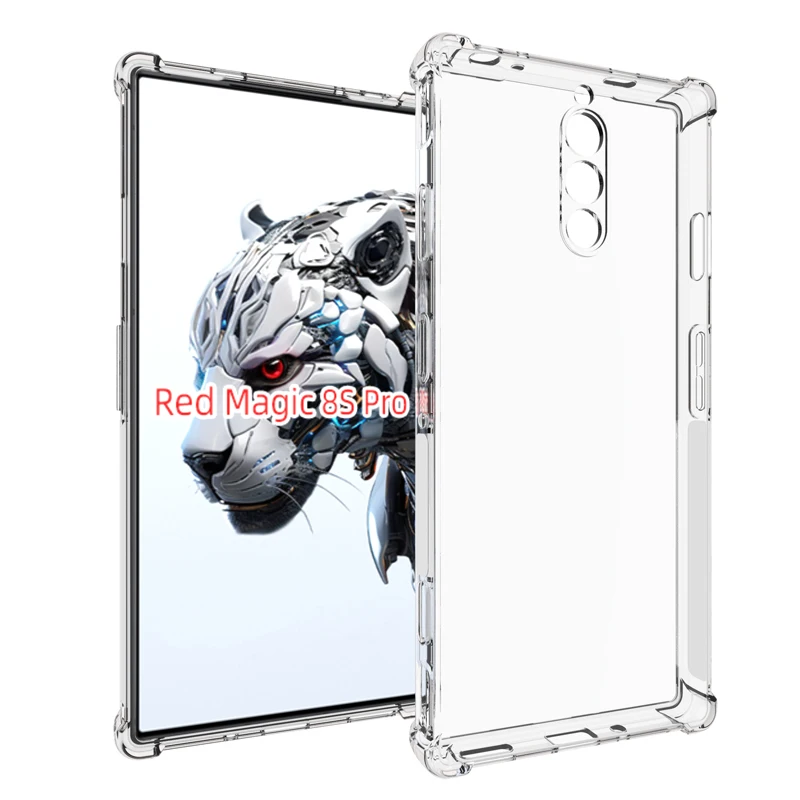 ZTE Nubia Red Magic 8S Pro 5G Case Air Cushion Shockproof Clear Airbag Silicone TPU Soft Black Cover Case for Redmagic 8S Pro 5G