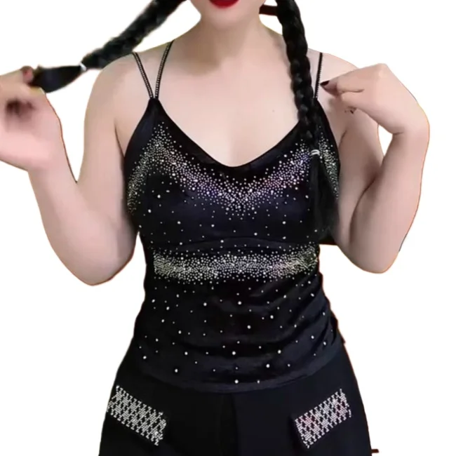 

Breathable Velvet Tank Top with Built in Bra Women Sleeveless camis