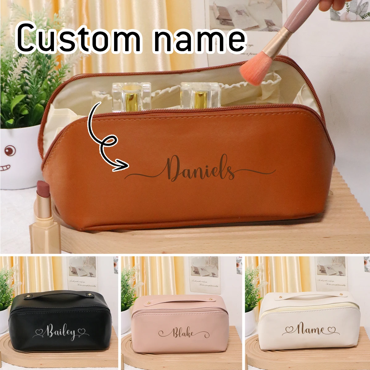 Custom Makeup Bag, Personalized Cosmetic Bags For Women, Customizable Make Up Bag, Customized Name Travel Cosmetic Bag,