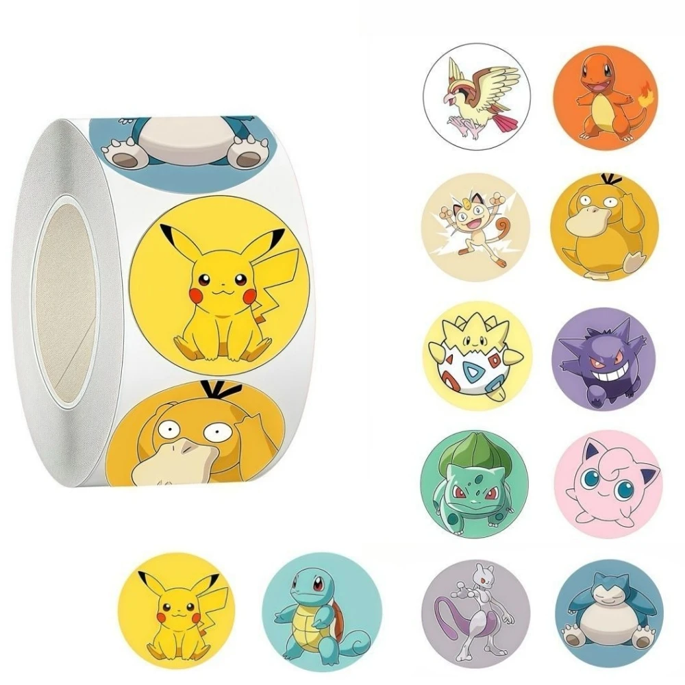 500 Stück/Rolle Niedliche Pokemon Pikachu Cartoon Anime Aufkleber Dekoration DIY Laptop-Sticker Graffiti-Aufkleber Belohnungsgeschenk Spielzeug
