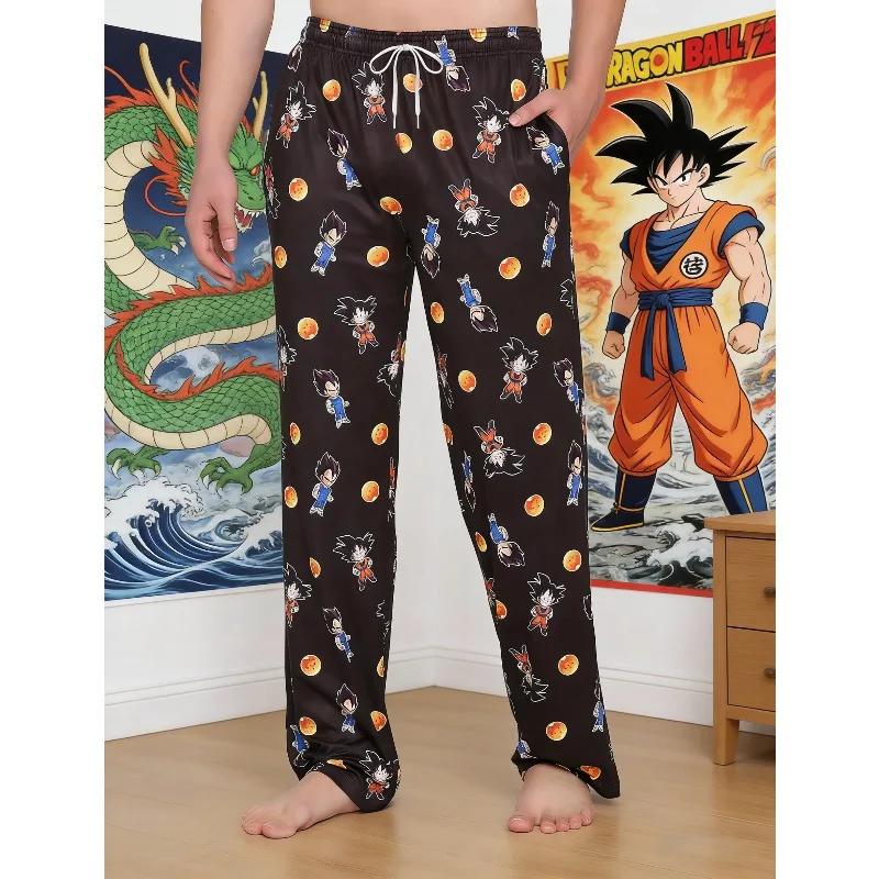 Pantalones de Pijama con Estampado Completo de Anime Dragon Ball Chibi Goku y Vegeta para Adultos y Niños, Verano 2026, Secado Rápido, Cómodos y Ligeros