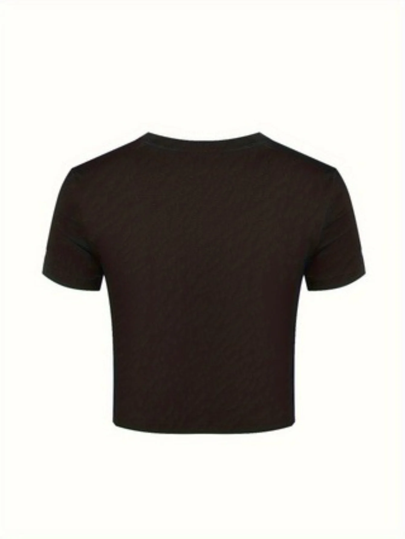 ﻿   เสื้อยืดแขนสั้นเอวสูงสไตล์ Y2K สำหรับผู้หญิง ลายราชินีพร้อมลายพิมพ์มงกุฎสีดำและสีทอง เสื้อผ้าผู้หญิง