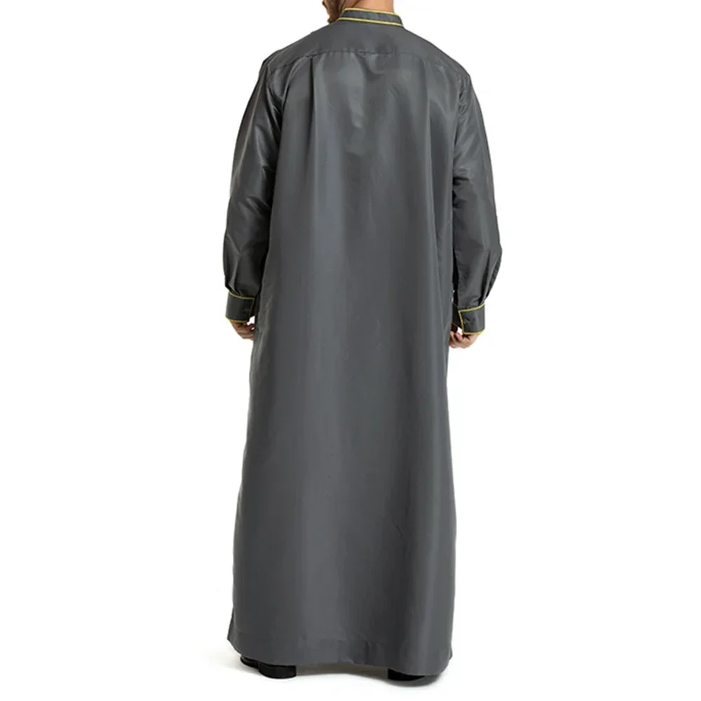 Men's Muslim Middle East Islamic Arab Islamic Ethnic Clothing Vintage Loose Embroidered Long Sleeve Pocket Length Muslim Robe