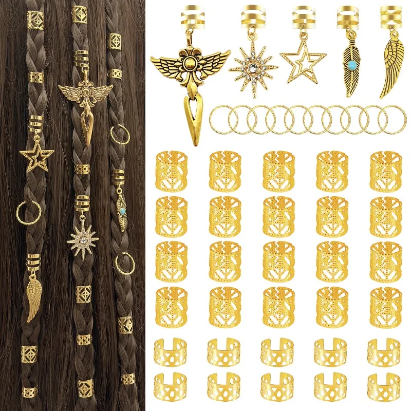 45 piezas de dijes colgantes de aleación con forma de espada de ángel y adornos para el cabello tipo dreadlock con diamantes de imitación brillantes, para trenzas, festivales y fiestas, el mejor regalo