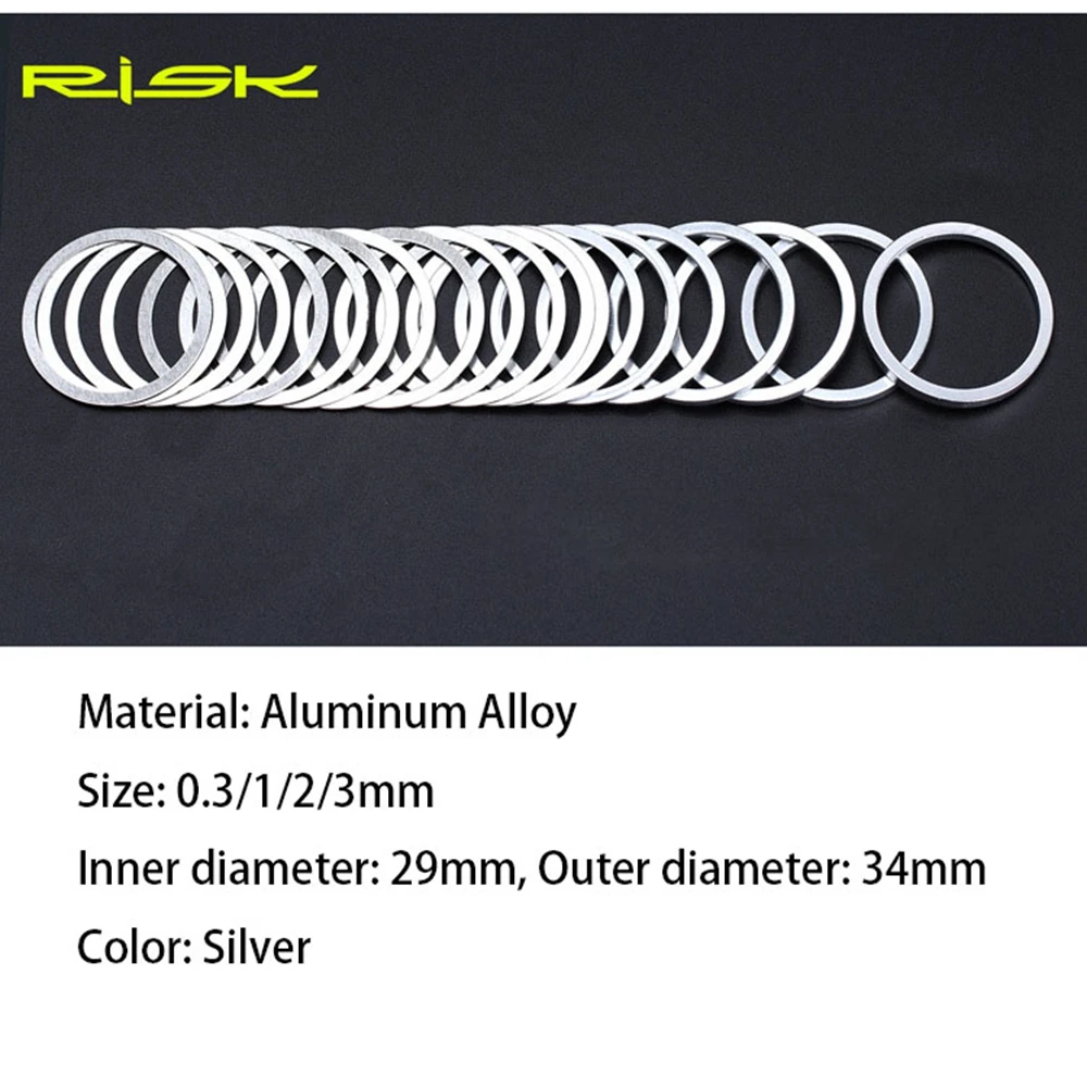 6Pcs 0.3/1/2/3 mm Aluminium Alloy Washer Spacer Bicycle Headset Washer Aluminium Alloy Bike Fork Adjusting Washer Dust Cover