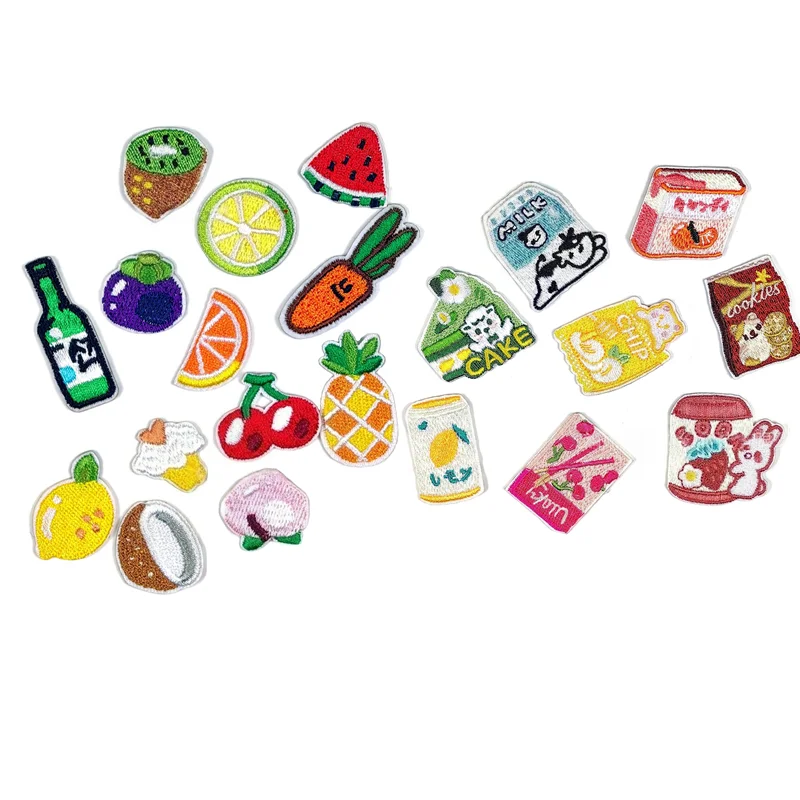 Cute Warm Milk Tea Sweet Cake Milk Patches DIY Applique Embroidery Parches Fabric Stickers Self-Adhesive Patch for Clothes