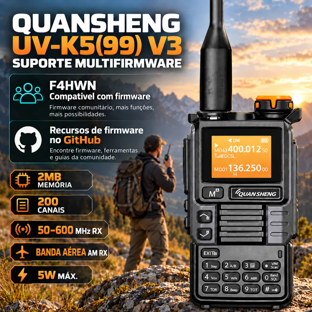 quansheng-uv-k5-99-v3無線機-2mb-50-600mhz-rxエアバンドam受信-5w双方向無線-pcプログラマブル